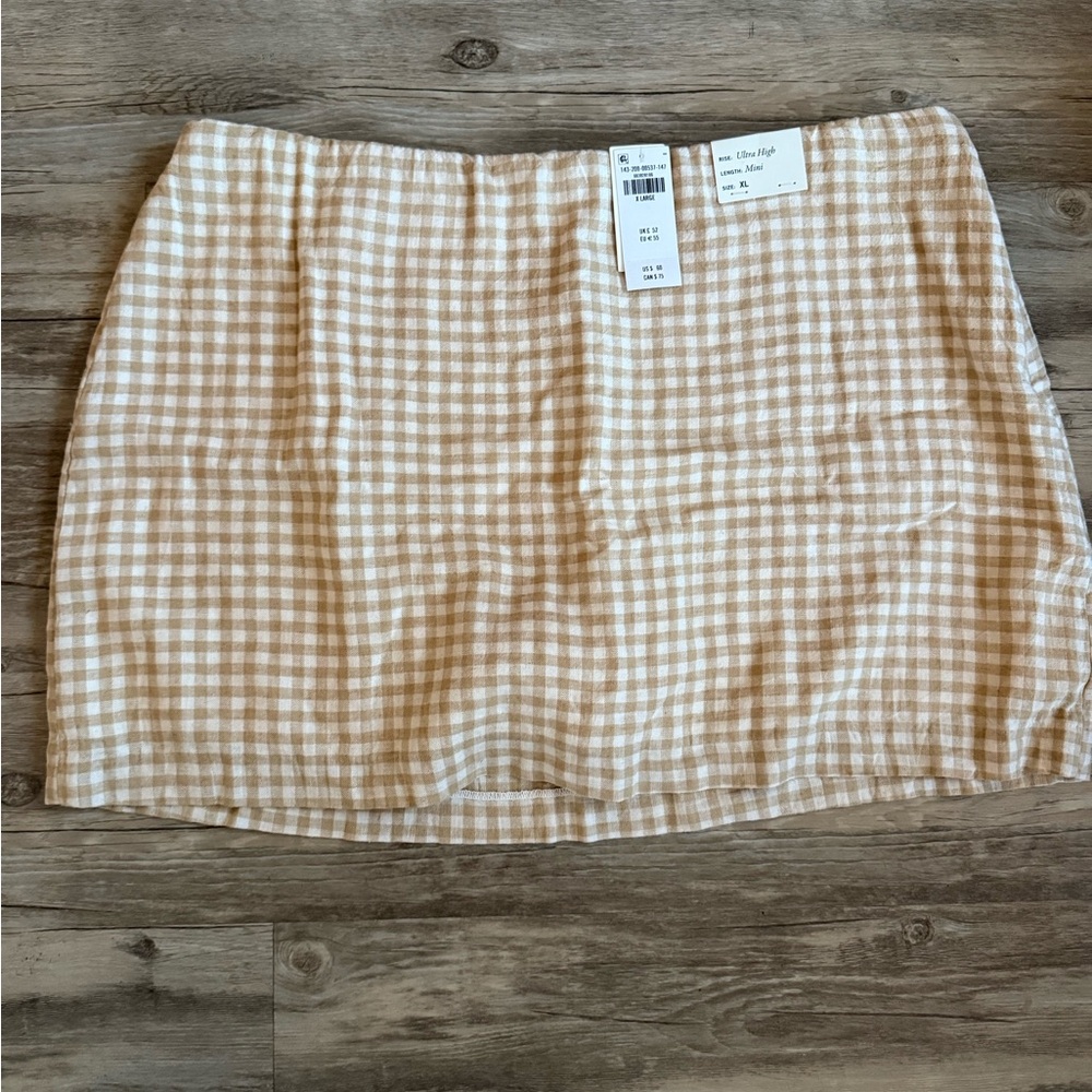 Gingham Checkered Tan Skirt